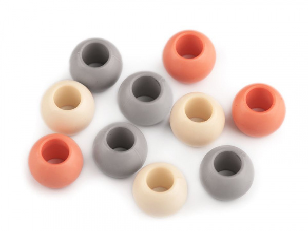 Plastové korálky s velkým průvlekem 11x14 mm