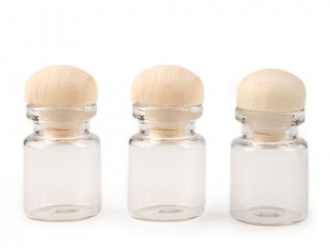 Skleněná lahvička s dřevěným víčkem 21x40 mm