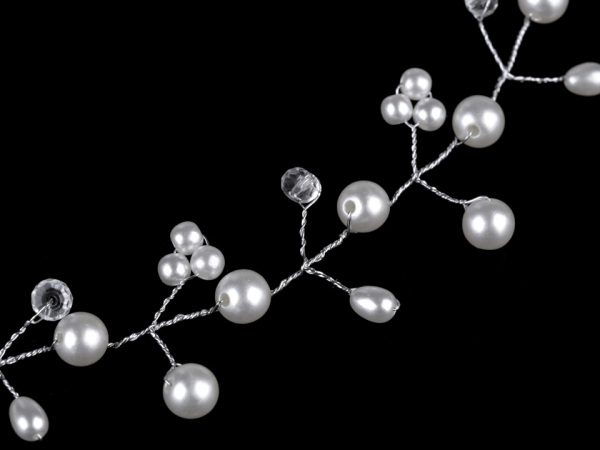 Perlová ozdoba do vlasů s broušenými korálky