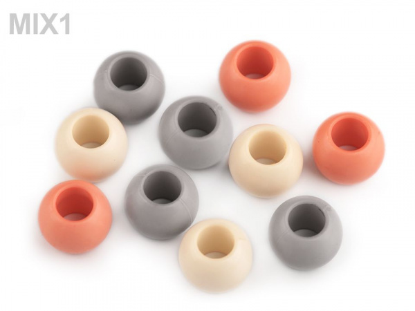 Plastové korálky s velkým průvlekem 11x14 mm