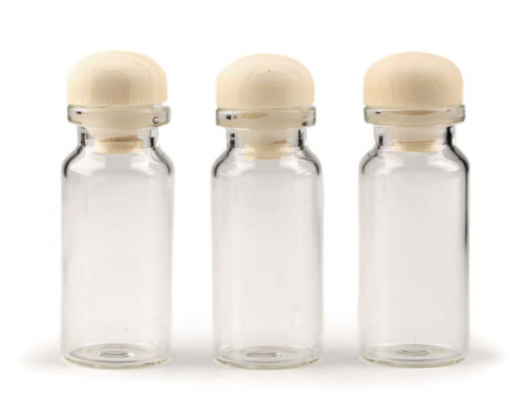 Skleněná lahvička s dřevěným víčkem 22x60 mm