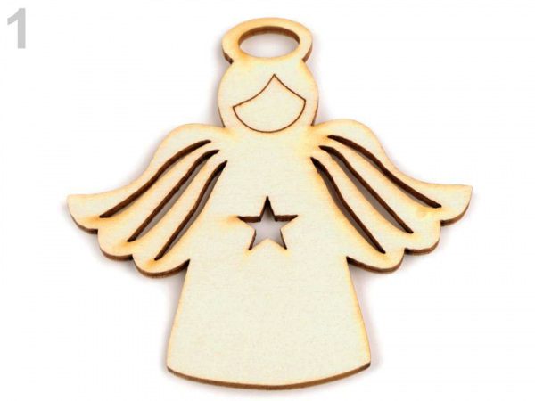 Dřevěný anděl 77x78 mm