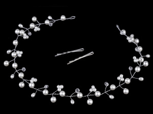 Perlová ozdoba do vlasů s broušenými korálky