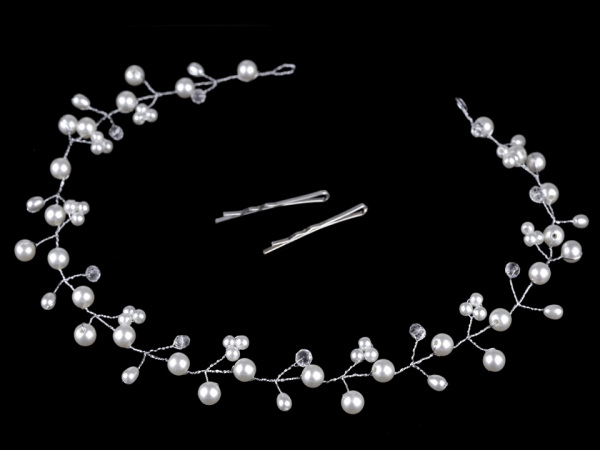 Perlová ozdoba do vlasů s broušenými korálky