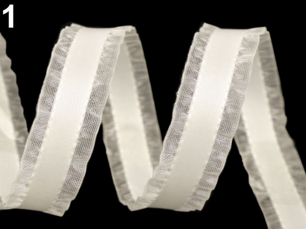 Saténový prýmek s volánkem / stuha šíře 16 mm