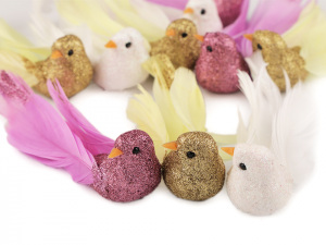 Dekorace ptáček s glitry