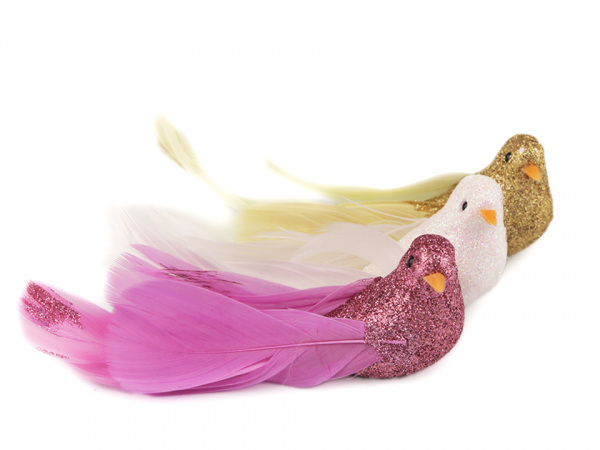 Dekorace ptáček s glitry