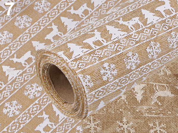 Imitace juty šíře 24 cm ornament, květ, sob, vločka