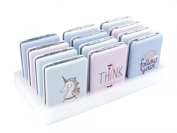 Kosmetické zrcátko jednorožec, duha, plameňák, srdce