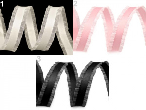 Saténový prýmek s volánkem / stuha šíře 16 mm