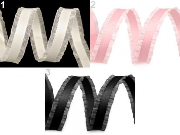 Saténový prýmek s volánkem / stuha šíře 16 mm