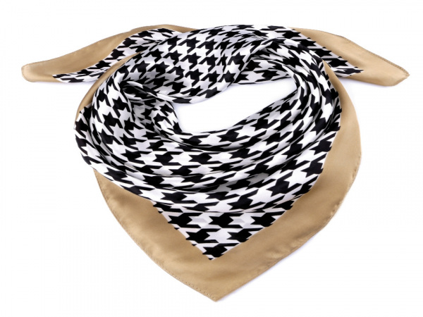 Saténový šátek kohoutí stopa 70x70 cm