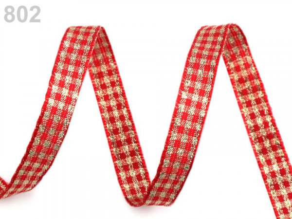 Vánoční stuha s lurexem šíře 10 mm