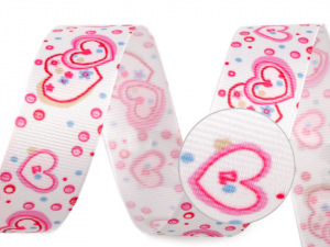 Rypsová stuha / lampas šíře 25 mm srdce