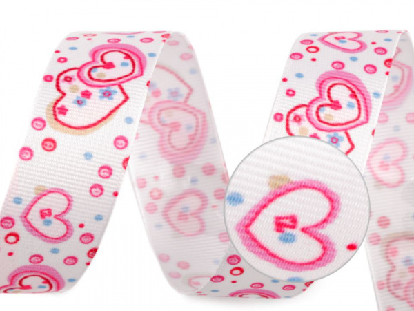 Rypsová stuha / lampas šíře 25 mm srdce