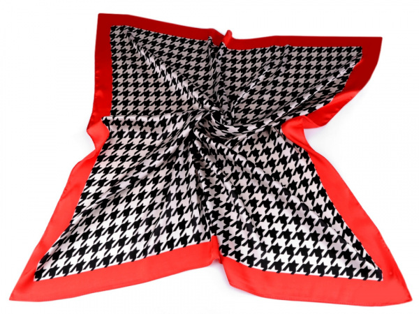 Saténový šátek kohoutí stopa 70x70 cm