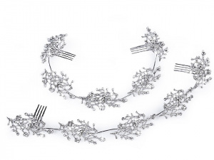 Štrasová ozdoba do vlasů s perlami a hřebínky