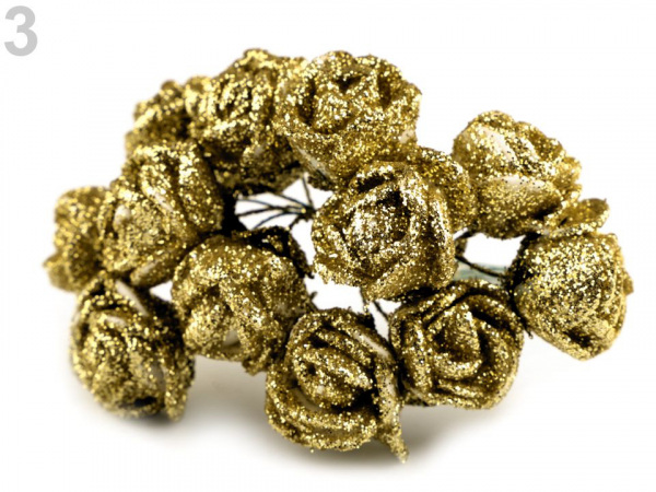 Růže na drátku s glitry