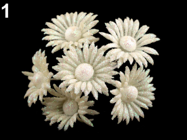 Květ na drátku s glitry