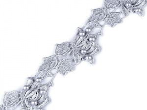 Vzdušná krajka s perlami šíře 43 mm