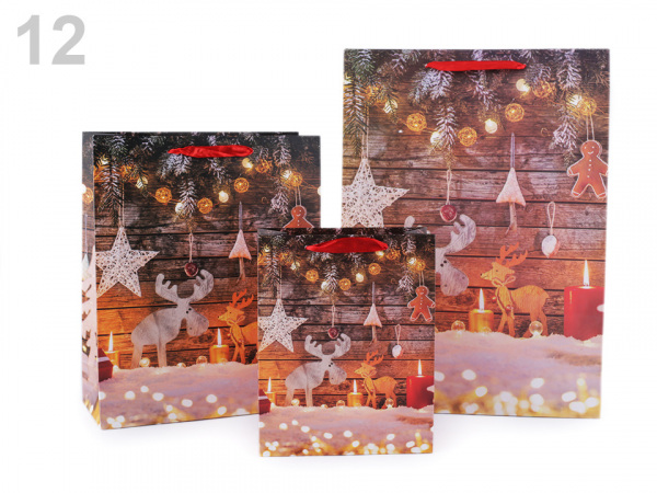 Dárková taška vánoční, sada 3 velikostí