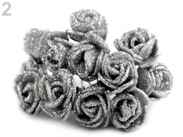 Růže na drátku s glitry