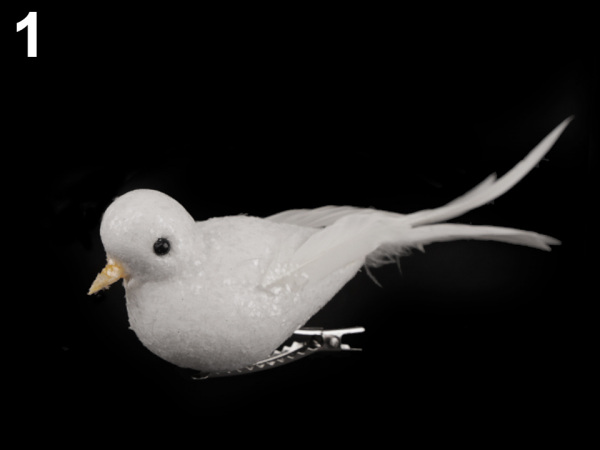 Dekorace ptáček s glitry a klipem