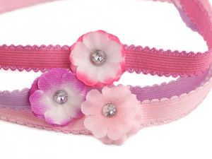 Dětská elastická čelenka do vlasů s květem sada 3 ks