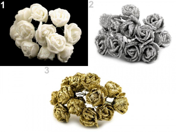 Růže na drátku s glitry