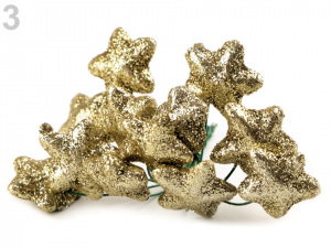 Vánoční dekorační hvězda na drátku s glitry Ø20 mm