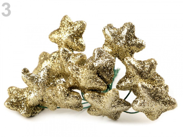 Vánoční dekorační hvězda na drátku s glitry Ø20 mm