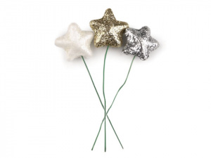 Vánoční dekorační hvězda na drátku s glitry Ø20 mm