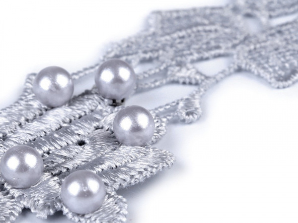 Vzdušná krajka s perlami šíře 43 mm