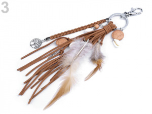 Přívěsek na kabelku / klíče - pírko, strom života