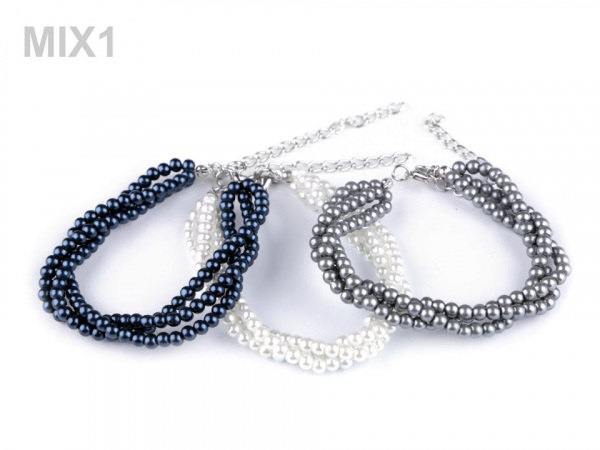 Perlový náramek třířadý