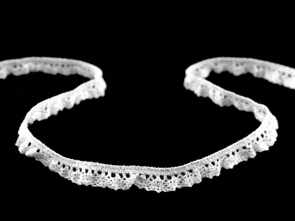 Krajka / volánek s lurexem šíře 11 mm elastická