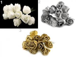 Růže na drátku s glitry