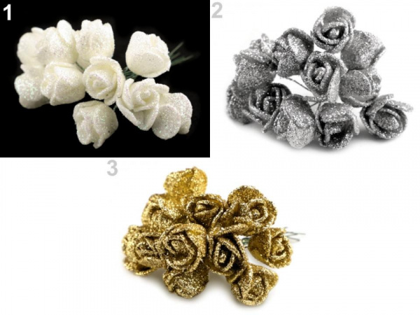 Růže na drátku s glitry