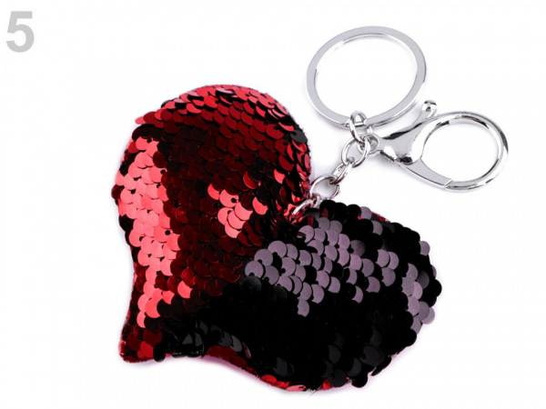 Přívěsek na kabelku / klíče srdce s měnícími flitry