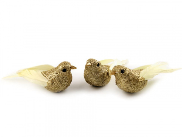 Vánoční dekorace ptáček s glitry