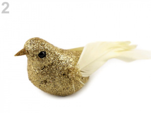 Vánoční dekorace ptáček s glitry