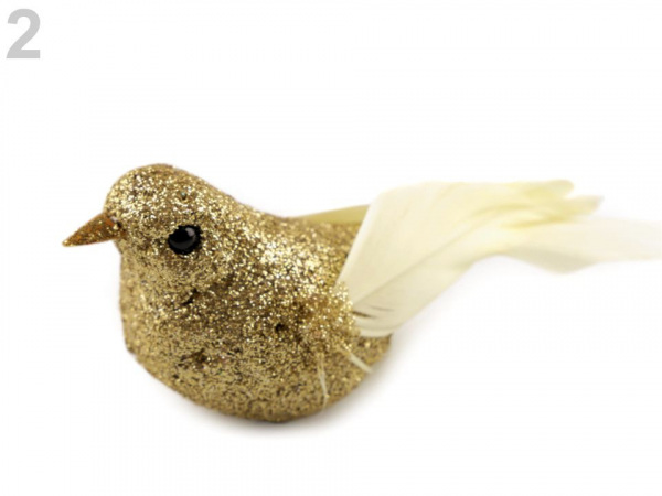 Vánoční dekorace ptáček s glitry