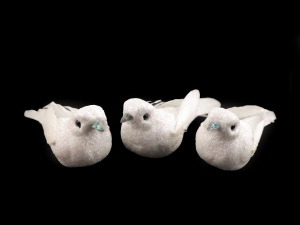 Vánoční dekorace ptáček s glitry