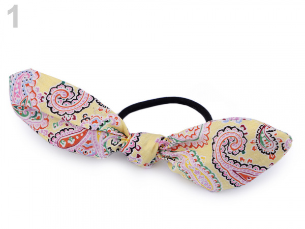 Gumička do vlasů paisley s mašlí / oušky