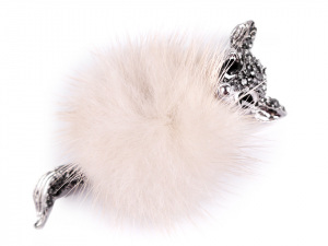 Brož liška s kožešinou a kamínky