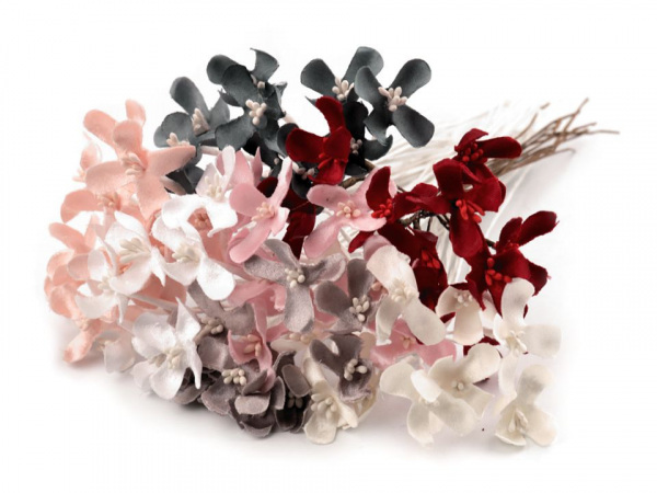 Luxusní květ na dlouhém drátku / polotovar na vývazky