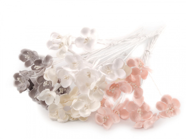 Luxusní květ na dlouhém drátku / polotovar na vývazky