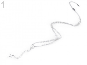 Náhrdelník z nerezové oceli růženec s perlami