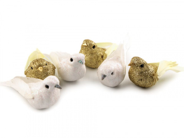 Vánoční dekorace ptáček s glitry