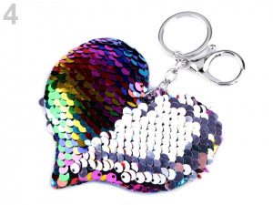 Přívěsek na kabelku / klíče srdce s měnícími flitry